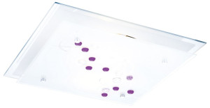 Deckenleuchte, Dekorsteine, Weiß, Glas, satiniert, L 33,5 cm