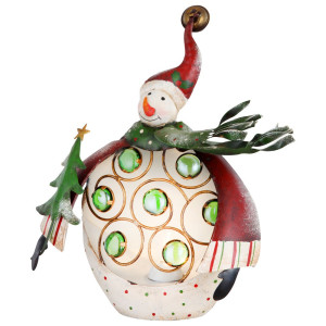 Schneemann, Dekofigur, Dekorsteine, grün, H 25,5 cm