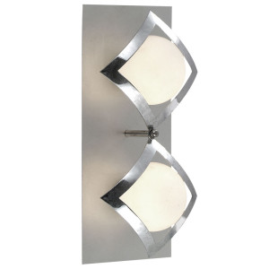 Wandlampe, Kugeln opal, Alu chrom, L 30 cm