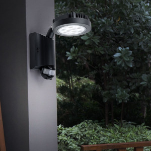 LED Außenwandlampe, anthrazit, Bewegungsmelder, H 20cm