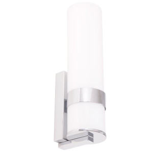 Wandlampe aus Chrom und Glas mit opal weißem Lampenschirm