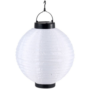 LED Solar Hängeleuchte, Lampion, weiß, Kugel, 25,4 cm