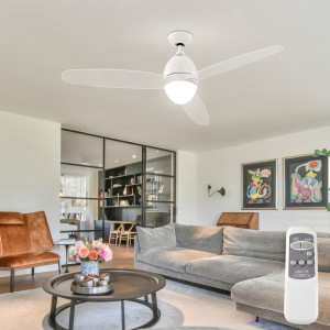 Deckenventilator, Fernbedienung, Glas, 132 cm, PREMIER