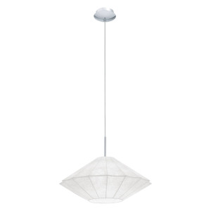 Pendelleuchte, Stahl chrom, Cocoon weiß, 42 cm