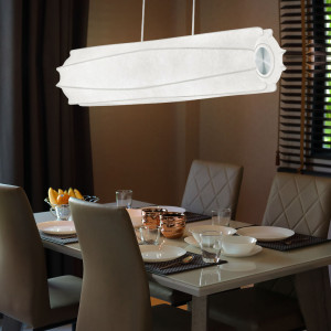 Pendelleuchte, chrom, Cocoon Lampenschirm weiß L 79,5 cm