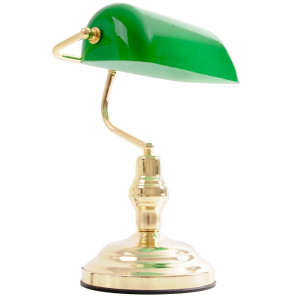 Elegante LED Bankerlampe aus Metall in antikem Stil