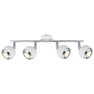 LED Deckenleuchte,  Metall weiß, chrom, Spots verstellbar