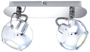 LED Deckenleuchte, Chrom, beweglicher Spots, Glas, L 28,5 cm