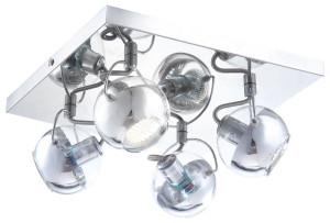 LED Deckenleuchte, Chrom, bewegliche Spots, L 30 cm, ARAMID