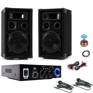 Karaoke Set Boxen Bluetooth Verstärker 2 Mikros DJ-Compact 4