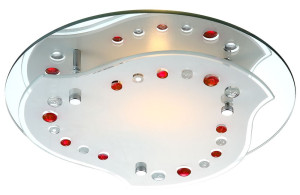 Designer LED Deckenleuchte mit klaren und roten Dekorsteinen