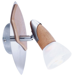 Wandlampe Holz, beweglicher Strahler, Höhe 20 cm, LORD II