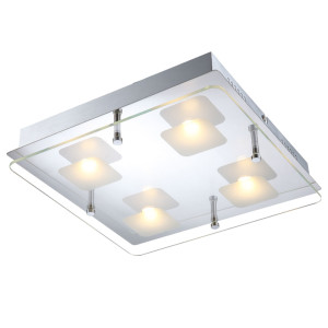 LED Deckenleuchte, Chrom, Glas, klar satiniert, L 28 cm