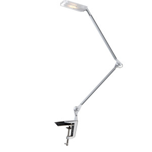 Moderne LED Klemmtischlampe im Chrom-Look