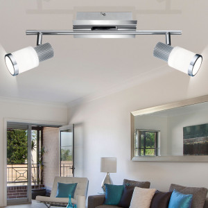 LED Wand-/Deckenstrahler, Nickel matt, Chromring RIVIERA