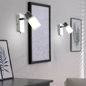 2er Set LED Wandleuchte, chrom, Alabaster Optik L 15,5 cm