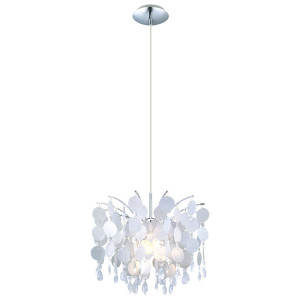 Hängeleuchte, Plättchen-Design, Kristalle, perlmutt, 38 cm