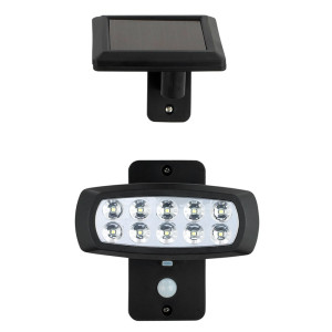 LED Solar Wandleuchte, Bewegungsmelder, schwenkbar, schwarz