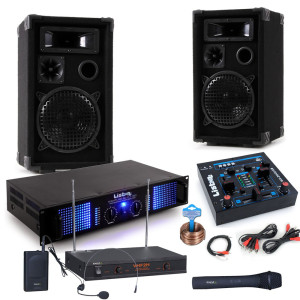 Karaoke Musikanlage mit USB Mixer und Funkmikrofon