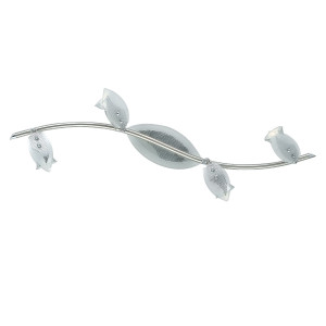 Deckenleuchte, Glas satiniert, Spots verstellbar, L 69 cm
