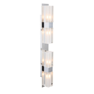 Wandleuchte aus Edelstahl und Glas H 53 cm