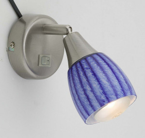 Wandleuchte, Glas, blau-weiß gestreift, beweglich, AVELLINO