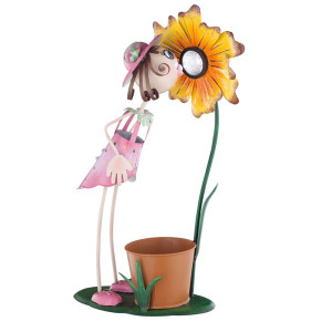 LED Solarlampe Blume, Metall bunt, IP44, Höhe 36 cm