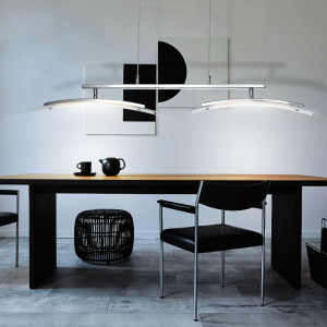 Hängeleuchte, Touchdimmer, beweglich, Chrom, Glas, L 90 cm