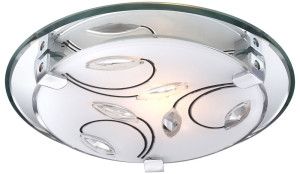 Deckenleuchte aus Chrom opalem Glas und Spiegelrand RINA