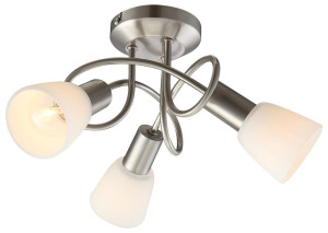 LED Deckenleuchte Nickel matt, Glasschirme weiß, PUMBA