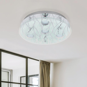 LED Deckenleuchte, Edelstahl, Chrom, Glas, D 35 cm