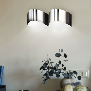 Moderne 2-flg. Wandleuchte aus Chrom