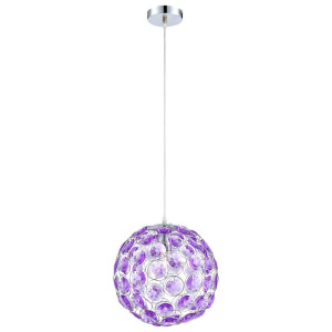 Design LED Hängeleuchte mit lila Acrylkristallen