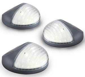 3er Set LED Zaun Solarleuchtn in grau