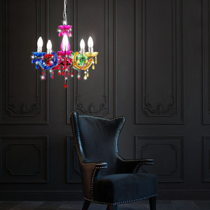 Eleganter LED Kronleuchter in weiß mit Acryldekor