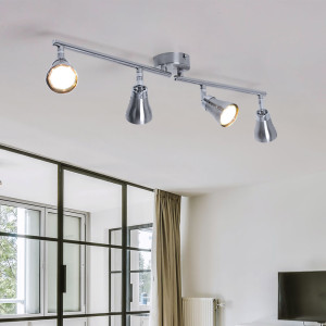 LED Deckenlampe, 4 bewegliche Spots, Chrom, 62,5 cm lang