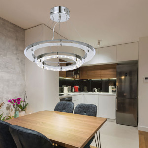 LED Hängeleuchte, chrom, 40 cm, höhenverstellbar, LAZER