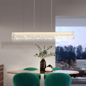 LED Hängeleuchte, Kristalle, Glas, Chrom, H 120 cm, LEONIE