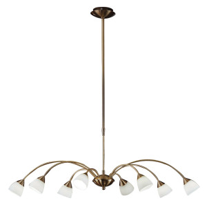 Kronleuchter, Lüster, gold, weiß, 8-flammig, L 90 cm, LAVIDA