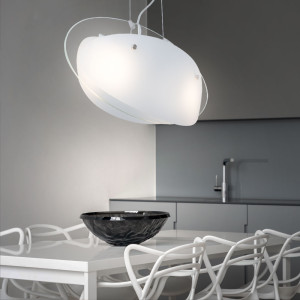 LED Pendelleuchte aus Metall und matt satiniertem Nickel
