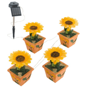 Vier LED Solarleuchten in Form einer Blume