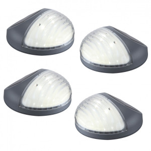 4er Set LED Zaun Solarleuchten aus Kunststoff in Grau