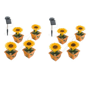 2er Set vier LED Solarleuchten in Form einer Blume