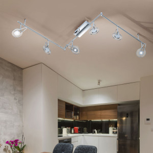 LED Deckenstrahler aus Chrom mit beweglichen Spots
