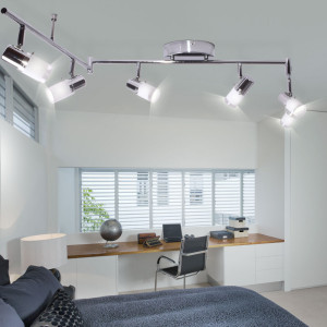 LED Deckenlampe, Chrom, verstellbar, bewegliche Arme, L 140 cm