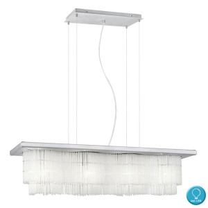 LED ALU Hängelampe mit Glasbehang, Länge 105 cm, NAXOS