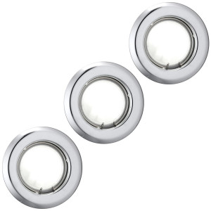 3er Set Einbaustrahler aus Stahl in chrom