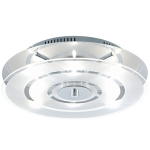 Chrom Deckenleuchte mit Glasschirm, Durchmesser 37 cm, GENUA