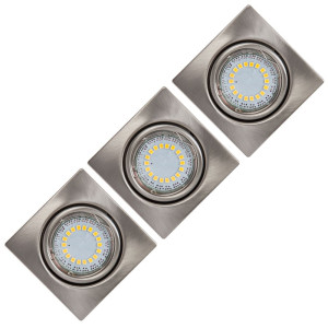 LED Einbaustrahler aus Metall in Satinoptik mit GU10 Fassung