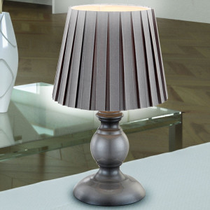 Tischleuchte, Falten Optik, Textil grau, H 28 cm